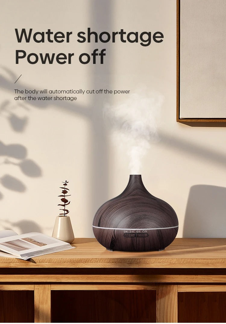Aromatherapy Essential Oil Diffuser Wood Grain Ultrasonic Air Humidifier
