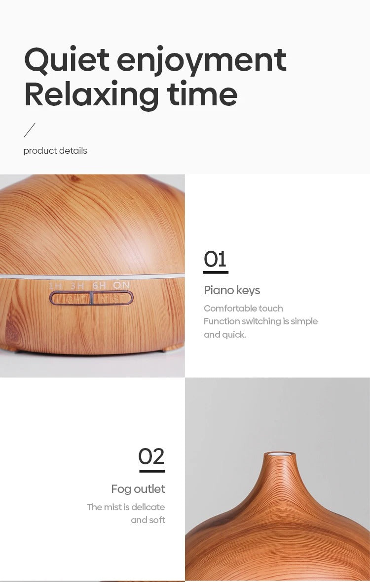 Aromatherapy Essential Oil Diffuser Wood Grain Ultrasonic Air Humidifier