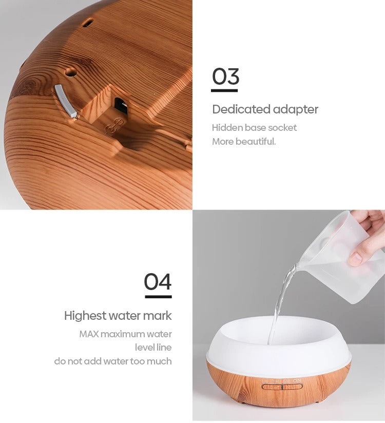 Aromatherapy Essential Oil Diffuser Wood Grain Ultrasonic Air Humidifier