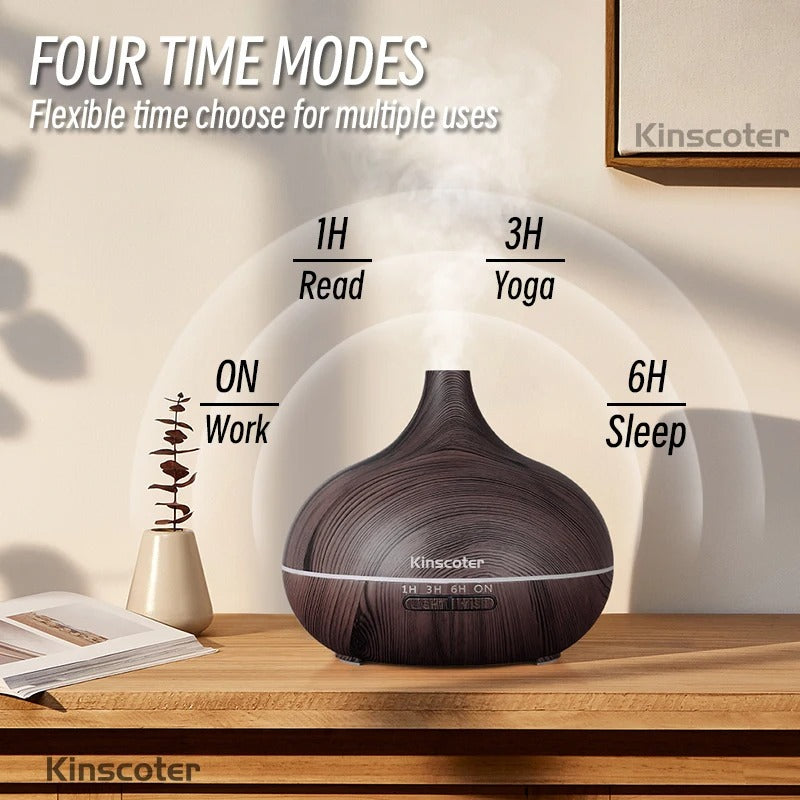 Aromatherapy Essential Oil Diffuser Wood Grain Ultrasonic Air Humidifier