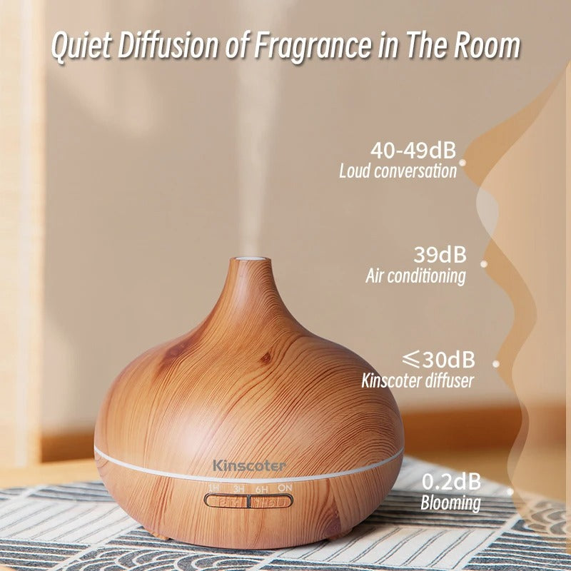 Aromatherapy Essential Oil Diffuser Wood Grain Ultrasonic Air Humidifier