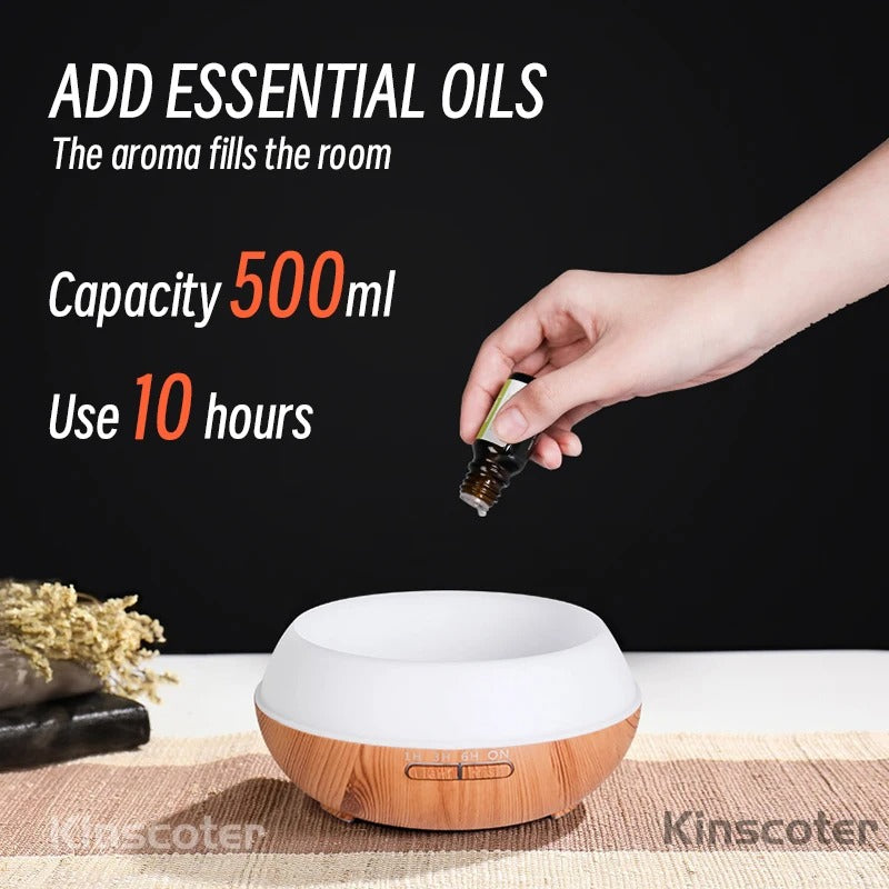 Aromatherapy Essential Oil Diffuser Wood Grain Ultrasonic Air Humidifier