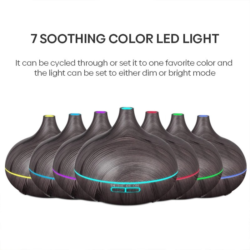 Aromatherapy Essential Oil Diffuser Wood Grain Ultrasonic Air Humidifier